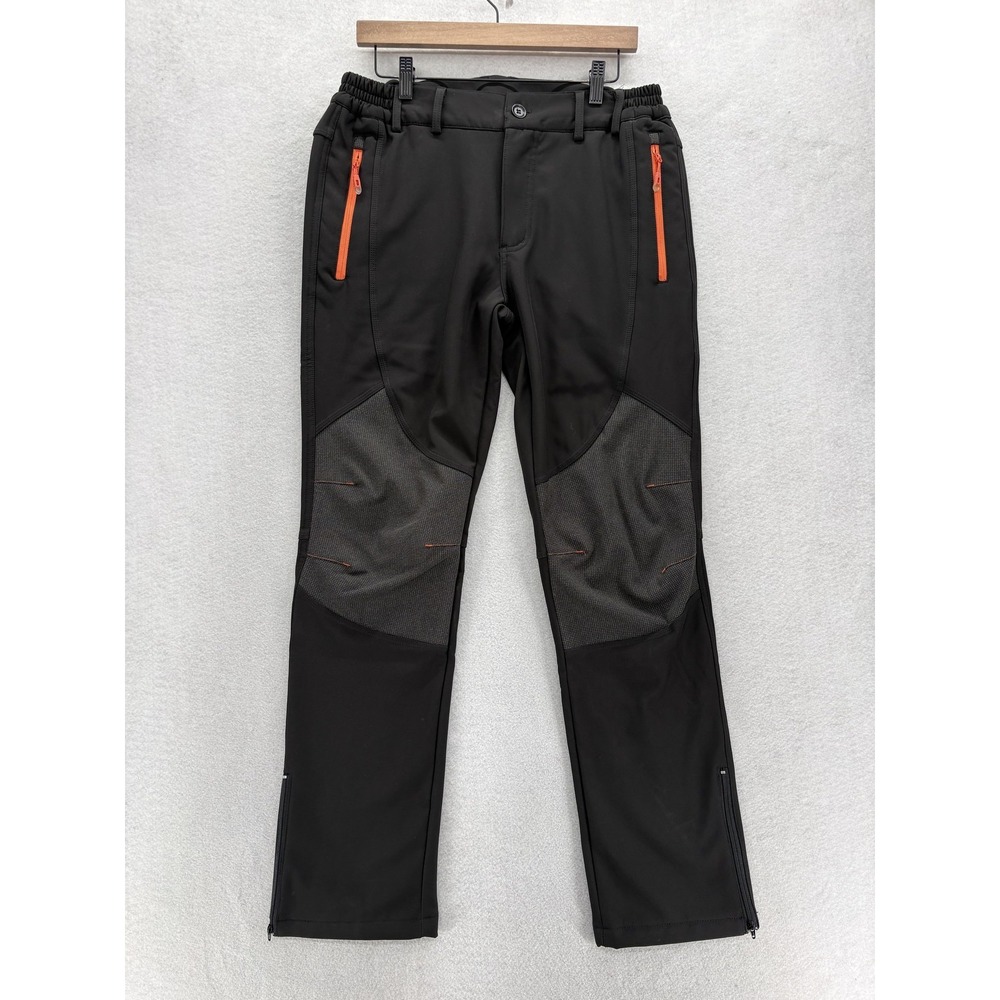 Gash Hao Pants Mens 32x32 Black Softshell Fleece Lined Hiking Ski Snow Winter